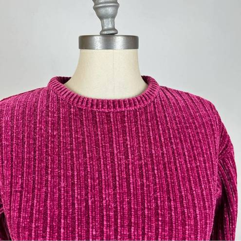 DKNY  Purple Chenille Ribbed Crop Sweater