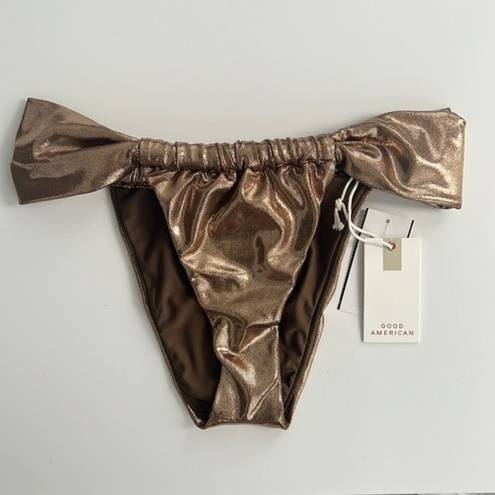 Good American NWT  Foil Ruched Cheeky Bikini Bottom Mocha Foil Size 2 / Medium