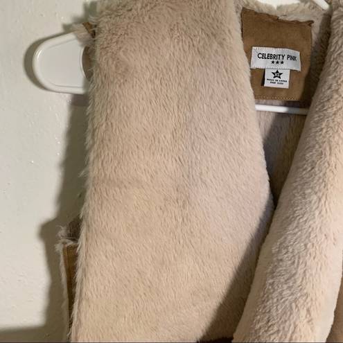 Celebrity Pink  Faux Shearling Vest Camel