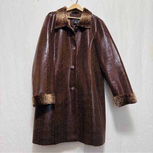 Dennis Basso DENNIS BY  CHOCOLATE BROWN FAUX SHEARLING COAT JACKET SIZE XL - NWOT