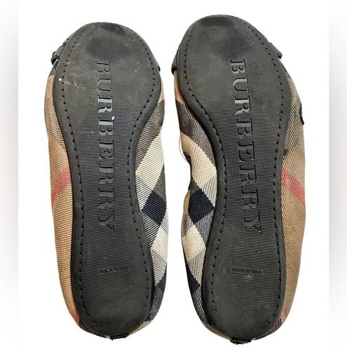 Burberry  Black House Check Canvas And Leather Shipley Ballet Flats