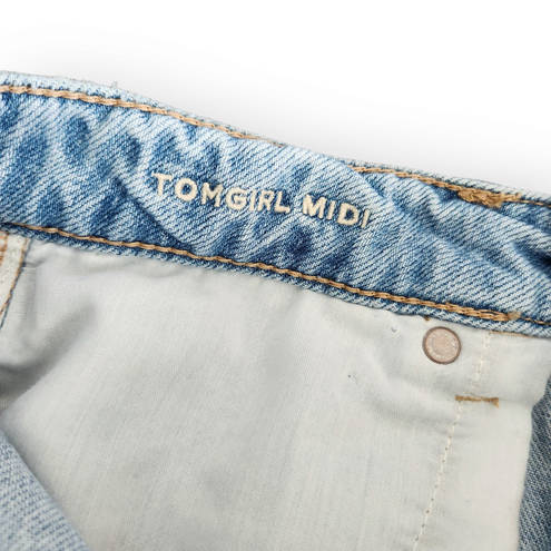 American Eagle  Tomgirl Midi Mid Rise Ripped Loose Jean Shorts 4