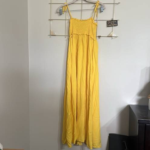 Tuckernuck  Pomander Place Shallon Ruched Maxi Dress Yellow Small Flowy Boho