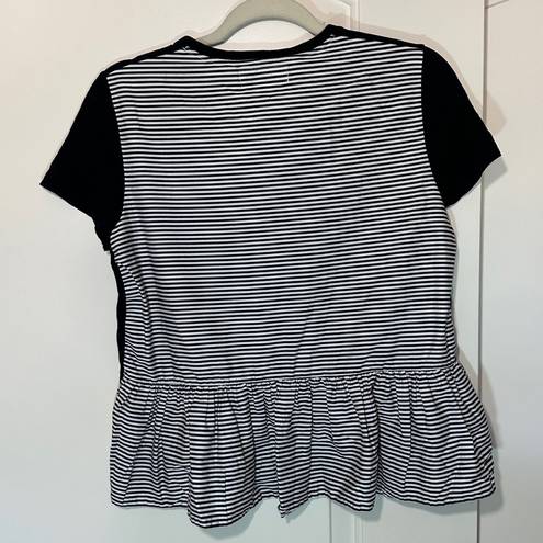 Kate Spade  Broome Street Striped Ruffle Back Tee Black & White Size: Small