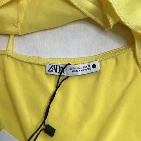 ZARA  Yellow Ruffle High Neck Yellow Tank Top Size Large