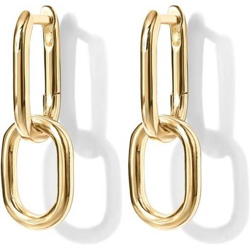 14K Gold Convertible Link Huggie Earrings for Women | Paperclip Link Earrings