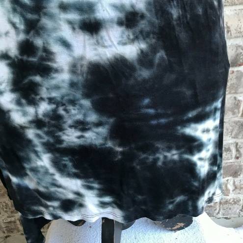 Caution to the Wind  Dress Small Black White Tie Dye Hi Low Hemline Boho …