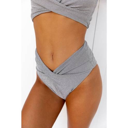 Beach Riot NEW  Zurie Bikini Bottoms in silver, size S