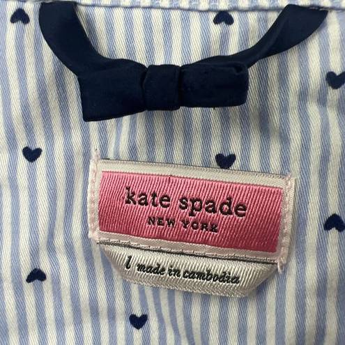 Kate Spade  WHITE/BLUE Stripe mini Heart Cropped Pajama Set- L NAVY TRIM