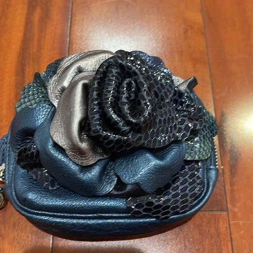 Brighton , leather rose, pedal pouch, navy blue, and silver