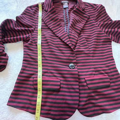 Soho Apparel  Ltd. Women's Medium Maroon and Black Striped Blazer