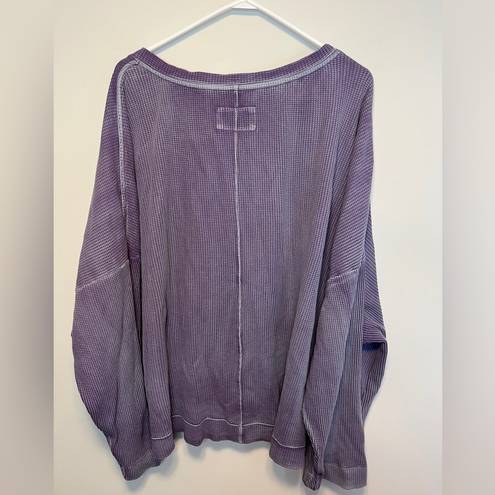 Pilcro  Anthropologie Moira Cotton Pullover Thermal, Waffle knit V-Neck Lavender