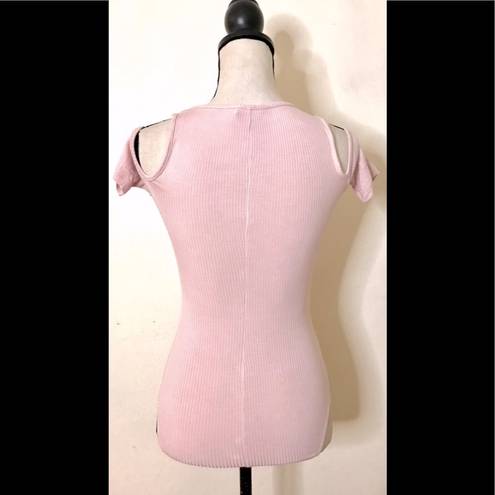 Candie's Light Pink Open Shoulder Bodysuit w/ Corset Style Neckline, XS