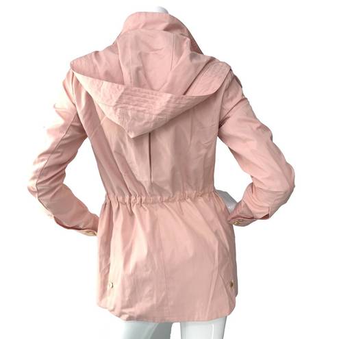 Cole Haan  Womens Size XS Blush Pink Parka Jacket Removable Hood Adjustable Waist