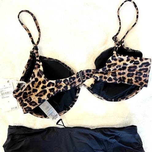 Good American NWT  Leopard Bikini Top with Black Bottom - Size 4(XL)