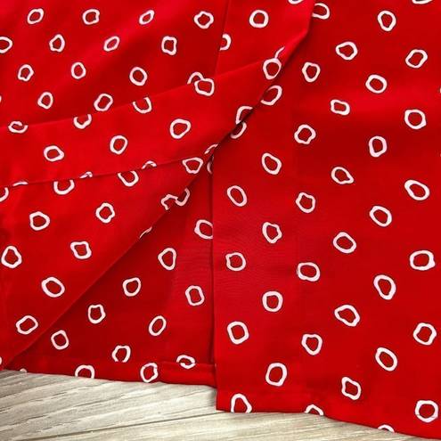 Oscar de la Renta  | Vintage Red White Ring Dot Blouse Hidden Button | Size 8