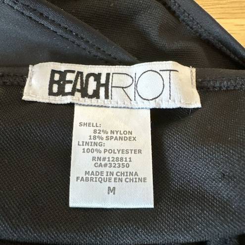 Beach Riot  Womens One Piece Swimsuit Size Medium Black Plunge Neck Gold Chain