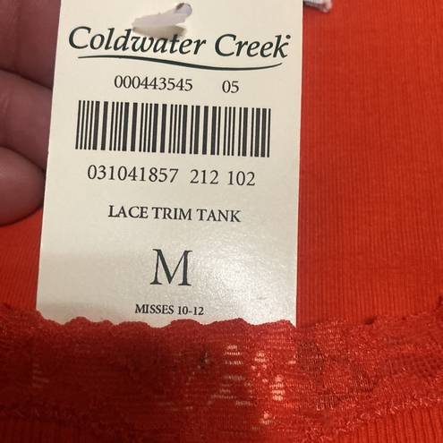 Coldwater Creek  orange lace trimmed tank size M