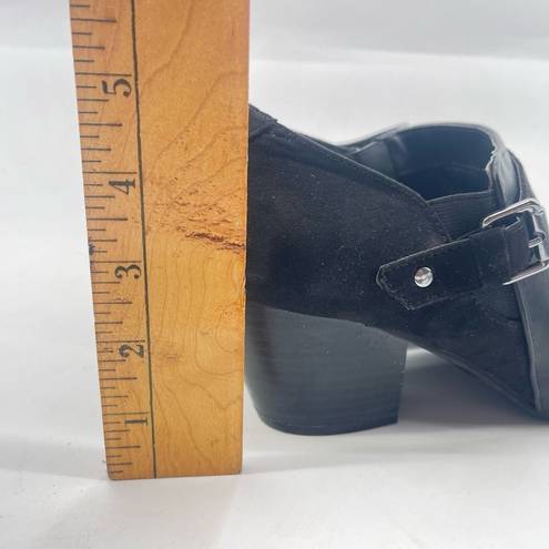 American Eagle  Womens Ankle Boots 2.5" Block Heels Zipper Buckle Suede Black 9M