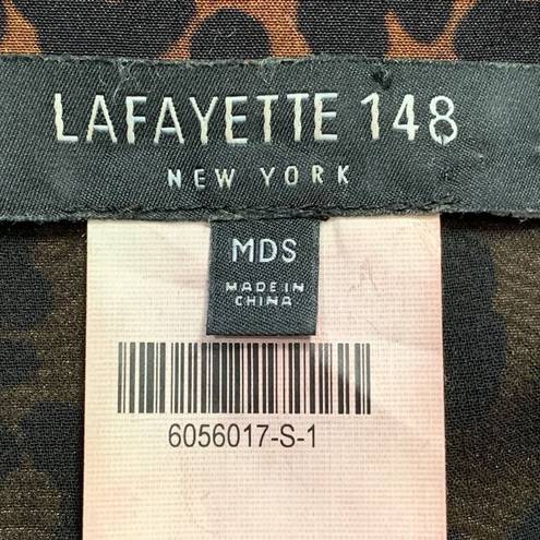 Lafayette 148  New York Diana Shirt Leopard Print Tie Front Long Sleeve Blouse