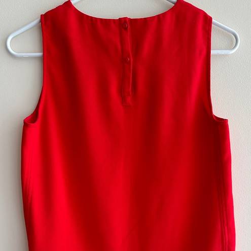 Dalia Collection Dalia Square Tank Top with Rounded Hem, Business Casual Blouse, Red, Size XS