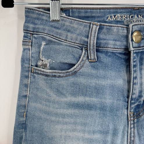 American Eagle  XTall Long Distressed Jegging Jeans Blue Denim Size 8 Light wash