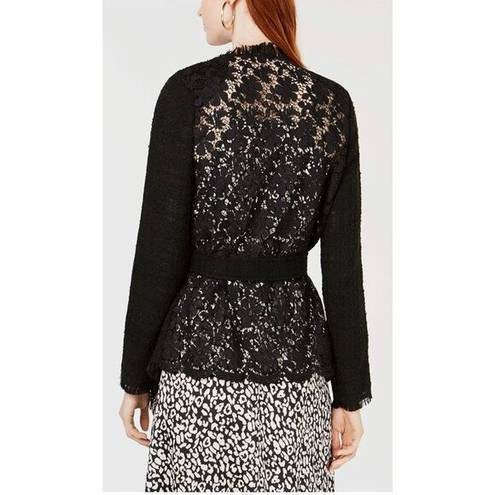 039 NWT Stella + Ginger Lace Boucle Wrap Jacket Black Size Small