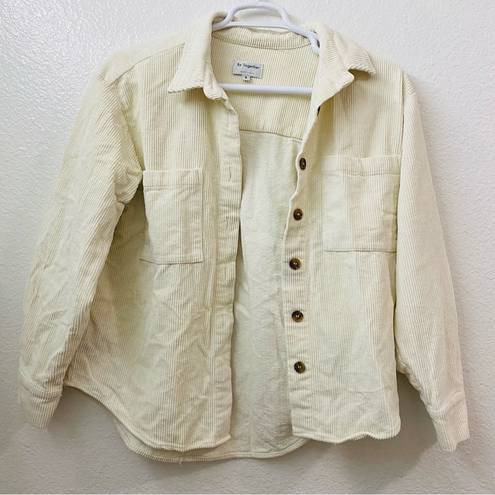 By Together  Basic Cream Tortoise Button Down Oversized Corduroy Shacket Sz Sm