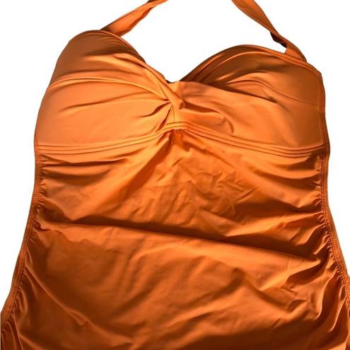 Tommy Bahama  2PC Tankini Set M Creamsicle Swim Halter Style Full Cover Bottom