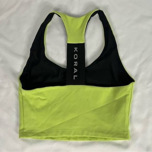 Koral  Womens size S Citrina Neon Yellow Dakota Blackout Bra Gym Racerback Active