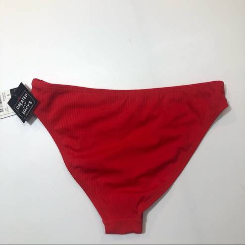 California Waves  RED Ribbed Bikini Swim Bottom