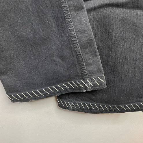 Antik Denim Y2K  Black Embroidered Distressed Stretch Bootcut Western Jeans 28