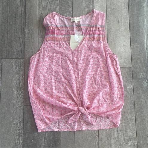 Cynthia Rowley Size Medium Pink Tie-Front Tank Top New With Tags