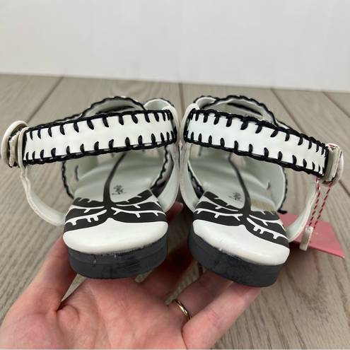 Farm Rio  Whipstitch Embroidered Palm Tree Vegan Sandals 9.5 Black & White $195