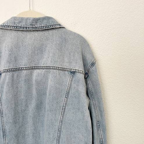 Good American [] Light Wash Studded Distressed Oversized Denim Jacket Sz Large L