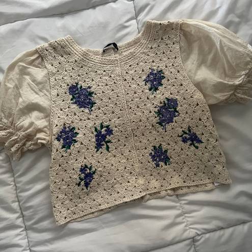 ZARA Crochet Floral Blouse