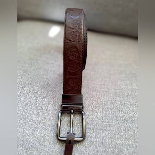 Coach New  Signature Leather Harness Buckle  Reversible Belt Cut To Size 38mm