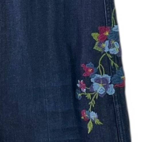 J.Jill  Jeans Floral Embroidered Slim Ankle Luna Dark Wash NEW Women’s Size 12