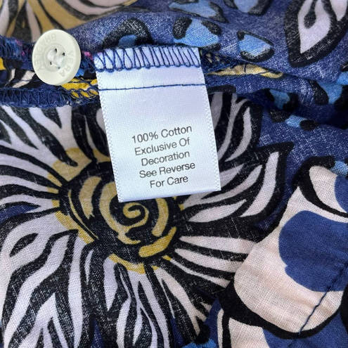 Vera Bradley  African Violet Womens Shirt Size XS Sleep Button Front Blue