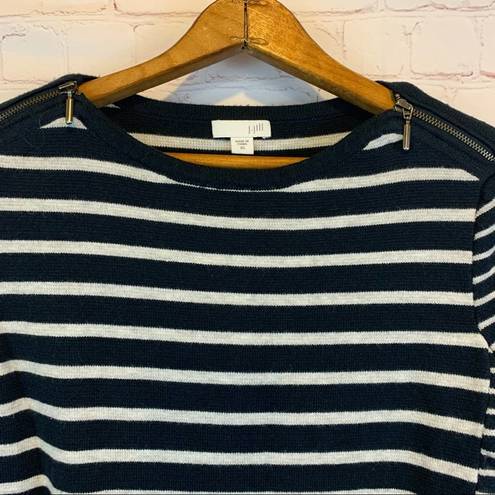 J.Jill  blue gray striped sweater zippers size XS