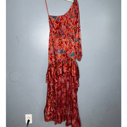 Alexis Marseille Asymmetrical Hi-Low Floral Dress/Gown Red Floral Size Small