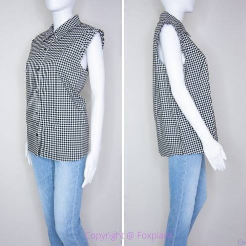 Kate Spade NWT  Mini gingham sleeveless top , Black and white