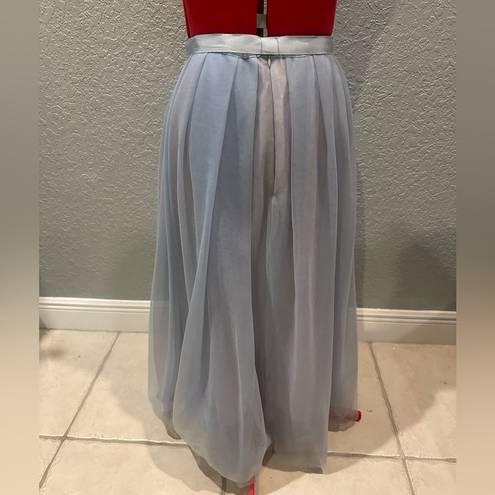 J.Crew  Tulle Ball Skirt in Blue Sheer Mesh Pleated Ribbon Belt A-line 8