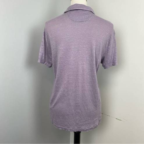 Vince  Linen Lilac Short Sleeve Collared Polo Shirt Top Small