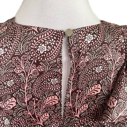 Ted Baker  Printed Frill Top Balloon Sleeves Deep Purple Leven Womens Size 2 US6