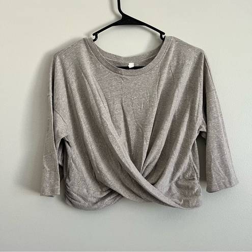 Free People Movement FP Movement by Free People Grey Tan Twist Front Cropped Athletic Shirt Small