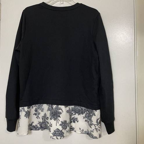 Jason Wu  black crew neck floral hem sweatshirt sweater size medium