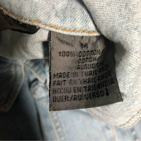 Liz Claiborne Vintage 90s Liz Wear Jean Shacket Light Wash Denim Chambray Unique Button sz Med