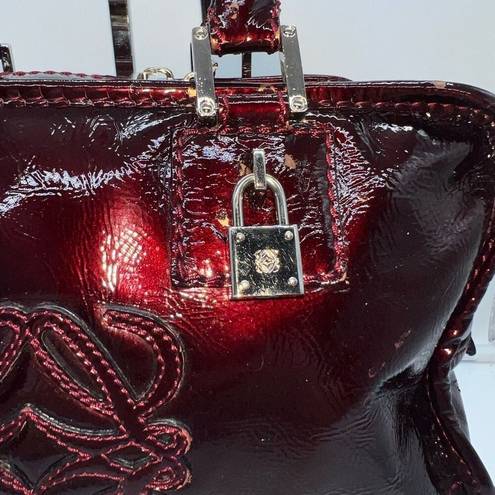 Loewe  Amazona 28 Burgundy Patent Leather Handbag (minor callouts in pics)