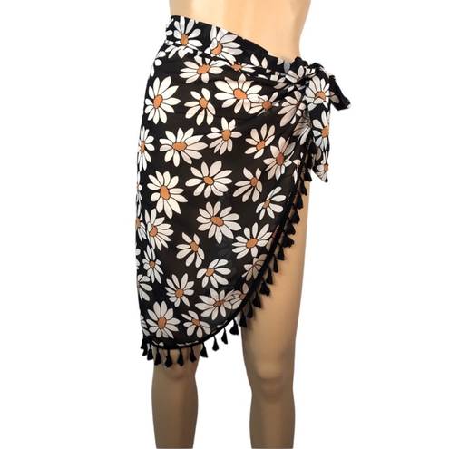 Daisy Sunday Brunch  Sarong Swimwear Tie Waist Coverup Tassel Skirt One Size